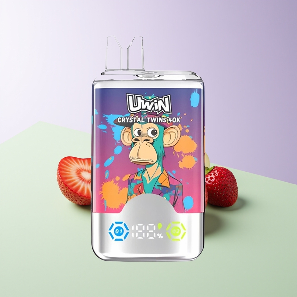 Uwin Crystal Twins 40000 Puffų Dvyniai Braškė-Kiwi-Vynuogės Ledas 32ml