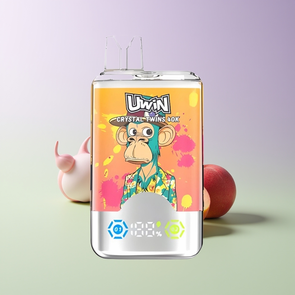 Uwin Crystal Twins 40000 Pūkų Vienkartinės Elektroninės Cigaretės Persikas Mango Ananasas Raudonasis Jautis